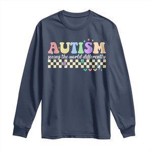 Autism Acceptance Month Long Sleeve Shirt Seeing the World Differently TS10 Navy Print Your Wear