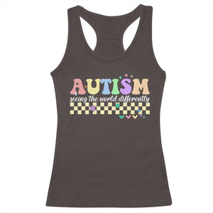 Autism Acceptance Month Racerback Tank Top Seeing the World Differently TS10 Dark Chocolate Print Your Wear
