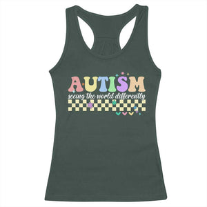 Autism Acceptance Month Racerback Tank Top Seeing the World Differently TS10 Dark Forest Green Print Your Wear