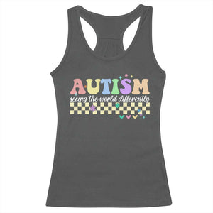Autism Acceptance Month Racerback Tank Top Seeing the World Differently TS10 Dark Heather Print Your Wear