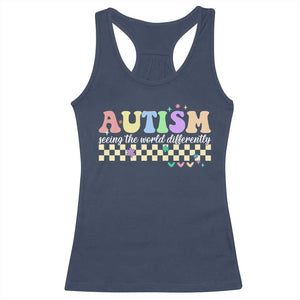 Autism Acceptance Month Racerback Tank Top Seeing the World Differently TS10 Navy Print Your Wear