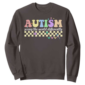 Autism Acceptance Month Sweatshirt Seeing the World Differently TS10 Dark Chocolate Print Your Wear
