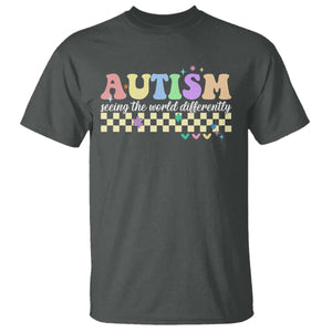 Autism Acceptance Month T Shirt Seeing the World Differently TS10 Dark Heather Print Your Wear