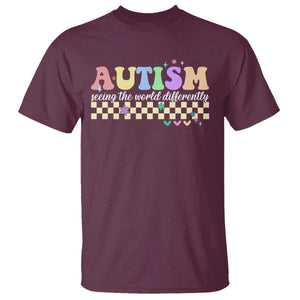 Autism Acceptance Month T Shirt Seeing the World Differently TS10 Maroon Print Your Wear