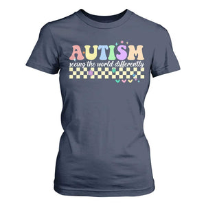 Autism Acceptance Month T Shirt For Women Seeing the World Differently TS10 Navy Print Your Wear