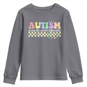 Autism Acceptance Month Youth Sweatshirt Seeing the World Differently TS10 Charcoal Print Your Wear