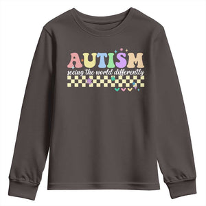 Autism Acceptance Month Youth Sweatshirt Seeing the World Differently TS10 Dark Chocolate Print Your Wear