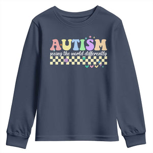 Autism Acceptance Month Youth Sweatshirt Seeing the World Differently TS10 Navy Print Your Wear