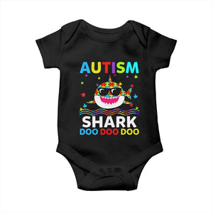 Funny Autism Shark Baby Onesie Puzzle Piece Autistic Mom Dad Sped Teacher TS10 Black Print Your Wear