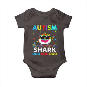 Funny Autism Shark Baby Onesie Puzzle Piece Autistic Mom Dad Sped Teacher TS10 Dark Chocolate Print Your Wear
