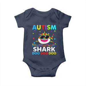 Funny Autism Shark Baby Onesie Puzzle Piece Autistic Mom Dad Sped Teacher TS10 Navy Print Your Wear