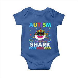 Funny Autism Shark Baby Onesie Puzzle Piece Autistic Mom Dad Sped Teacher TS10 Royal Blue Print Your Wear