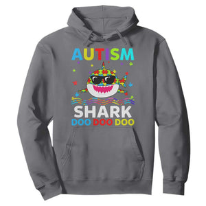 Funny Autism Shark Hoodie Puzzle Piece Autistic Mom Dad Sped Teacher TS10 Charcoal Print Your Wear