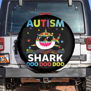 Funny Autism Shark Spare Tire Cover Puzzle Piece Autistic Mom Dad Sped Teacher TS10 No hole Black Print Your Wear