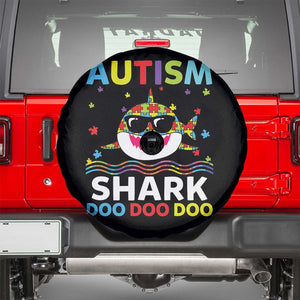 Funny Autism Shark Spare Tire Cover Puzzle Piece Autistic Mom Dad Sped Teacher TS10 Black Print Your Wear