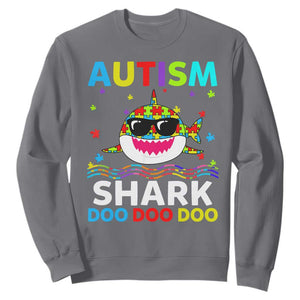 Funny Autism Shark Sweatshirt Puzzle Piece Autistic Mom Dad Sped Teacher TS10 Charcoal Print Your Wear