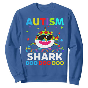 Funny Autism Shark Sweatshirt Puzzle Piece Autistic Mom Dad Sped Teacher TS10 Royal Blue Print Your Wear