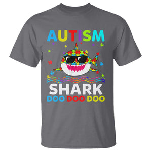 Funny Autism Shark T Shirt Puzzle Piece Autistic Mom Dad Sped Teacher TS10 Charcoal Print Your Wear
