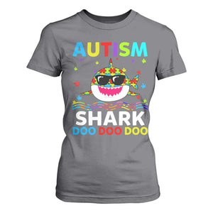 Funny Autism Shark T Shirt For Women Puzzle Piece Autistic Mom Dad Sped Teacher TS10 Charcoal Print Your Wear