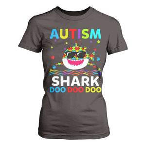 Funny Autism Shark T Shirt For Women Puzzle Piece Autistic Mom Dad Sped Teacher TS10 Dark Chocolate Print Your Wear