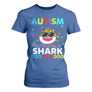 Funny Autism Shark T Shirt For Women Puzzle Piece Autistic Mom Dad Sped Teacher TS10 Royal Blue Print Your Wear
