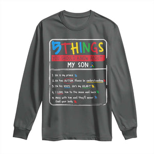 Autistic Son Autism Awareness Mom Dad Parents Long Sleeve Shirt TS10 Dark Heather Print Your Wear