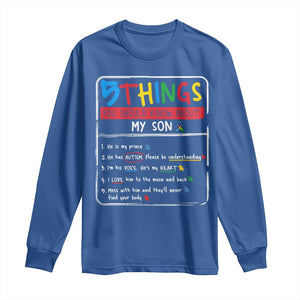 Autistic Son Autism Awareness Mom Dad Parents Long Sleeve Shirt TS10 Royal Blue Print Your Wear