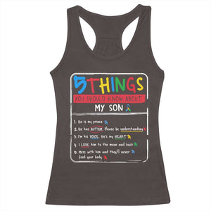 Autistic Son Autism Awareness Mom Dad Parents Racerback Tank Top TS10 Dark Chocolate Print Your Wear