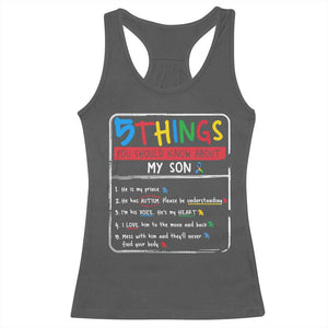 Autistic Son Autism Awareness Mom Dad Parents Racerback Tank Top TS10 Dark Heather Print Your Wear