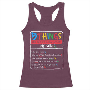 Autistic Son Autism Awareness Mom Dad Parents Racerback Tank Top TS10 Maroon Print Your Wear