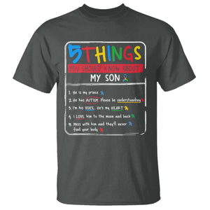 Autistic Son Autism Awareness Mom Dad Parents T Shirt TS10 Dark Heather Print Your Wear