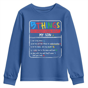 Autistic Son Autism Awareness Mom Dad Parents Youth Sweatshirt TS10 Royal Blue Print Your Wear