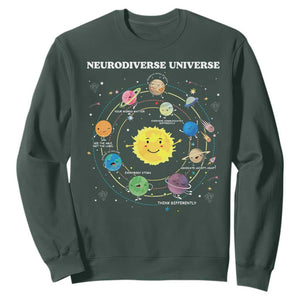 Autism Awareness Sweatshirt Neurodiverse Universe Sped Teacher TS10 Dark Forest Green Print Your Wear