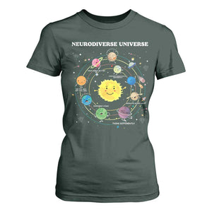 Autism Awareness T Shirt For Women Neurodiverse Universe Sped Teacher TS10 Dark Forest Green Print Your Wear