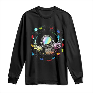 Astronaut Autism Awareness Long Sleeve Shirt Space Autistic Kids Sped Teacher TS10 Black Print Your Wear