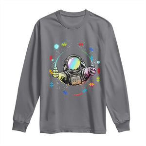 Astronaut Autism Awareness Long Sleeve Shirt Space Autistic Kids Sped Teacher TS10 Charcoal Print Your Wear