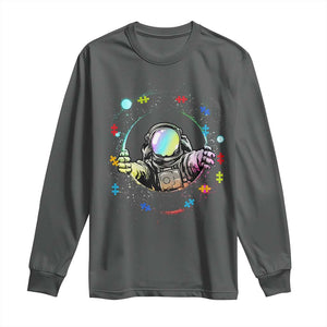 Astronaut Autism Awareness Long Sleeve Shirt Space Autistic Kids Sped Teacher TS10 Dark Heather Print Your Wear