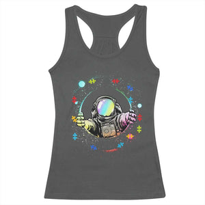 Astronaut Autism Awareness Racerback Tank Top Space Autistic Kids Sped Teacher TS10 Dark Heather Print Your Wear