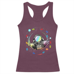 Astronaut Autism Awareness Racerback Tank Top Space Autistic Kids Sped Teacher TS10 Maroon Print Your Wear