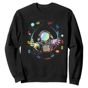 Astronaut Autism Awareness Sweatshirt Space Autistic Kids Sped Teacher TS10 Black Print Your Wear