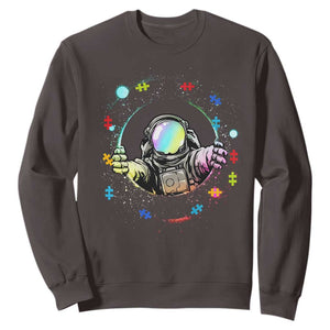 Astronaut Autism Awareness Sweatshirt Space Autistic Kids Sped Teacher TS10 Dark Chocolate Print Your Wear