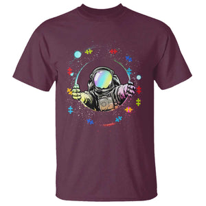 Astronaut Autism Awareness T Shirt Space Autistic Kids Sped Teacher TS10 Maroon Print Your Wear