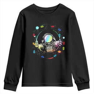 Astronaut Autism Awareness Youth Sweatshirt Space Autistic Kids Sped Teacher TS10 Black Print Your Wear