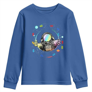 Astronaut Autism Awareness Youth Sweatshirt Space Autistic Kids Sped Teacher TS10 Royal Blue Print Your Wear