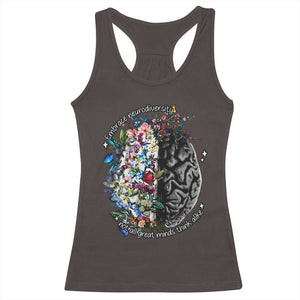 Autism Awareness Racerback Tank Top Neurodiversity All Great Minds Don't Mind Alike TS10 Dark Chocolate Print Your Wear