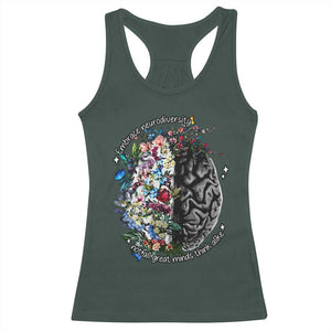 Autism Awareness Racerback Tank Top Neurodiversity All Great Minds Don't Mind Alike TS10 Dark Forest Green Print Your Wear