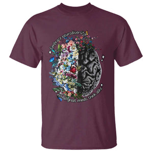 Autism Awareness T Shirt Neurodiversity All Great Minds Don't Mind Alike TS10 Maroon Print Your Wear