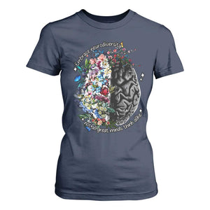 Autism Awareness T Shirt For Women Neurodiversity All Great Minds Don't Mind Alike TS10 Navy Print Your Wear