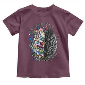 Autism Awareness Toddler T Shirt Neurodiversity All Great Minds Don't Mind Alike TS10 Maroon Print Your Wear