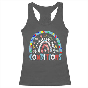 Autism Awareness Racerback Tank Top Sped Education Teacher Rainbow Reading TS10 Dark Heather Print Your Wear